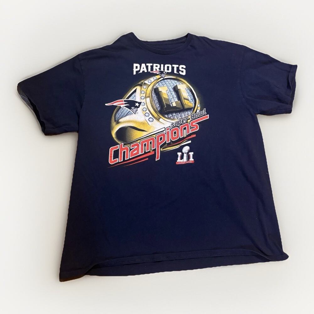 New England Patriots Shirt Mens XL Blue NFL Football Super Bowl LI Champions Tee